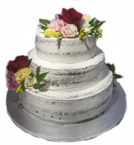 Tort naked cake - różany ogród