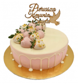 Truskawkowa komunia pink+topper