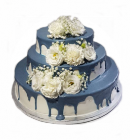 Tort  drip cake niebieski