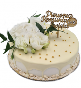 Drip cake z topperem + kwiaty